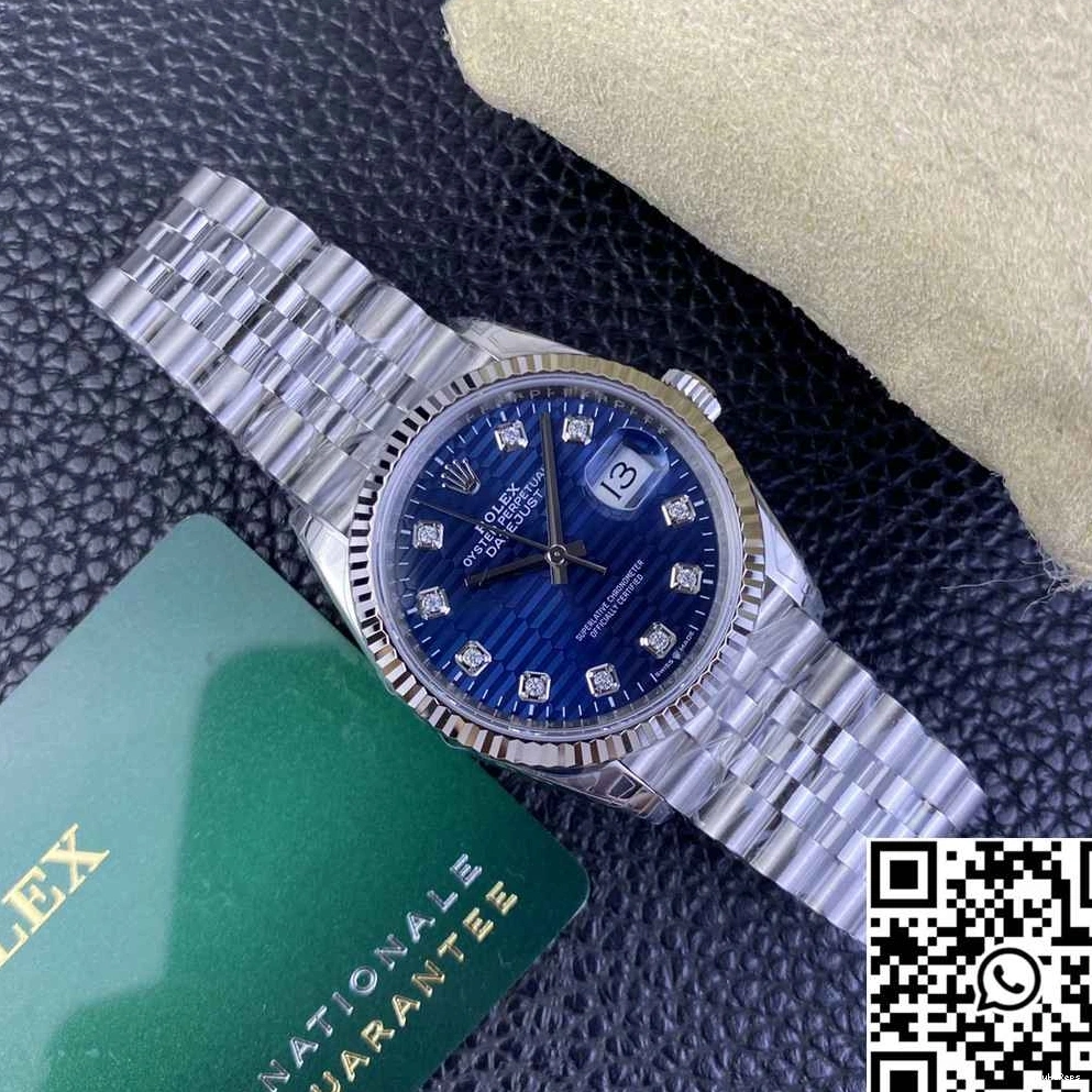 Hourmarker M126234 Clean Datejust 36MM Motif Steel Blue Factory Diamond Stainless Dial Rolex 0430